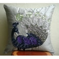 thumbnail image 3 of The HomeCentric Pack of 2 22x22 inch (55x55 cm) Pillow Cover Silver Pillow Cover Beaded Peacock Pillow Cover Art Silk Square Throw Pillow Cover Floral Decorative Traditional - Silver Dancing Peacock, 3 of 3