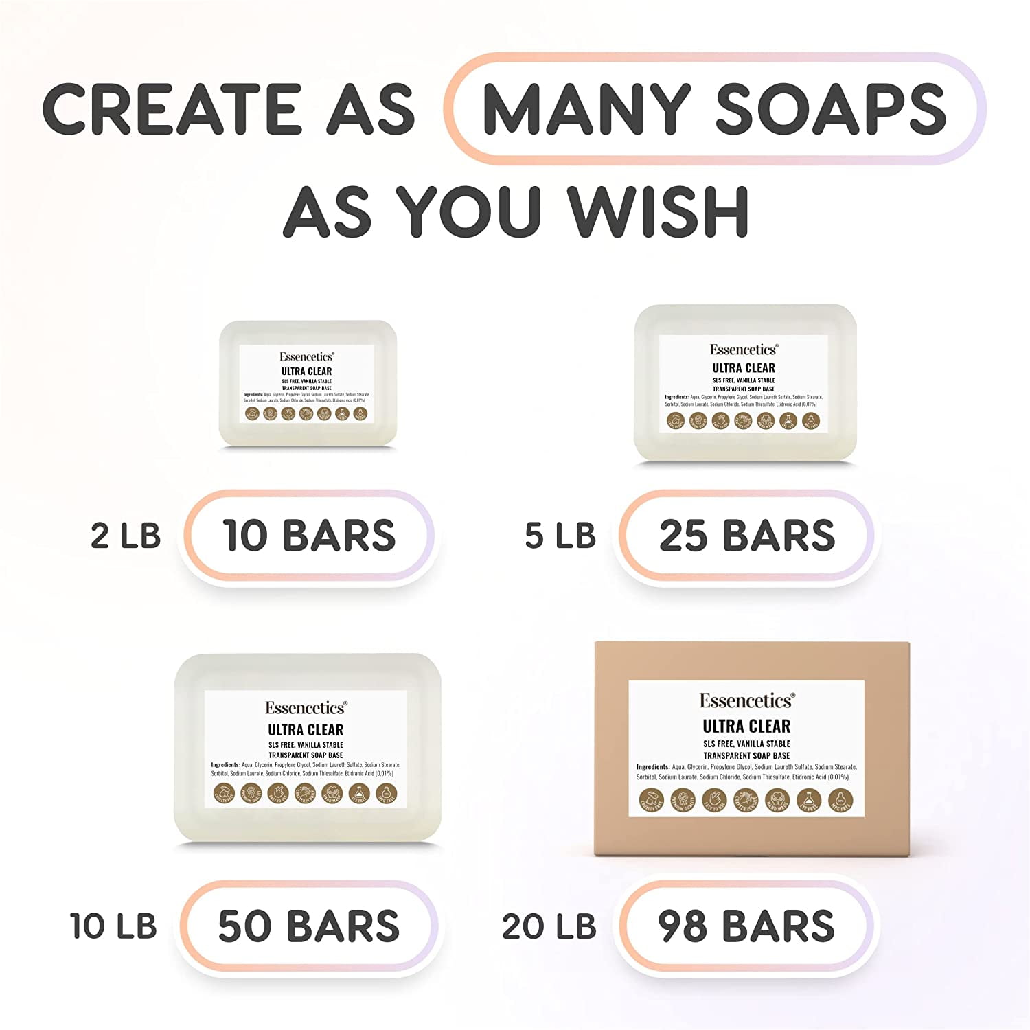 Essencetics Ultra Clear Soap Base All-Natural 2 lb