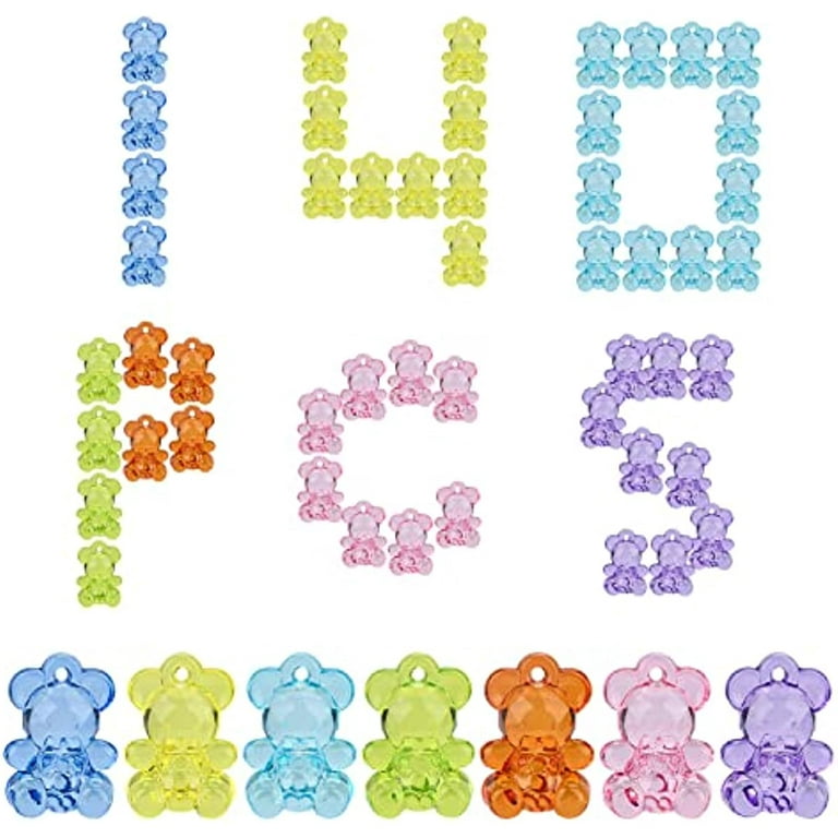 10 Gummy Bear Charms, Translucent Resin, 5 Colors - Red Pink Blue Purple  Yellow