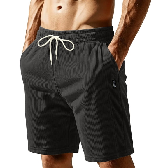 DayScoop Mens Summer Shorts Solid Color Shorts Fashion Casual Sporty Elastic Waist Drawstring Pocket Short Pants