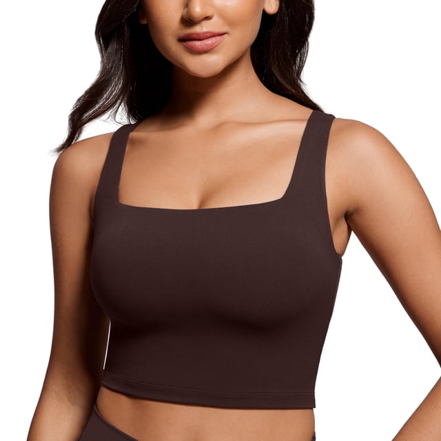 Sujetador deportivo CRZ YOGA Butterluxe para mujer, cuello cuadrado, largo
