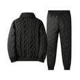 thumbnail image 5 of Men's Winter 2-Piece Sportswear Set, Thickened Solid Color Fleece Warm Jacket and Casual Sport Pants, with Pockets For Cold Weather Outdoor,Black,L, 5 of 7