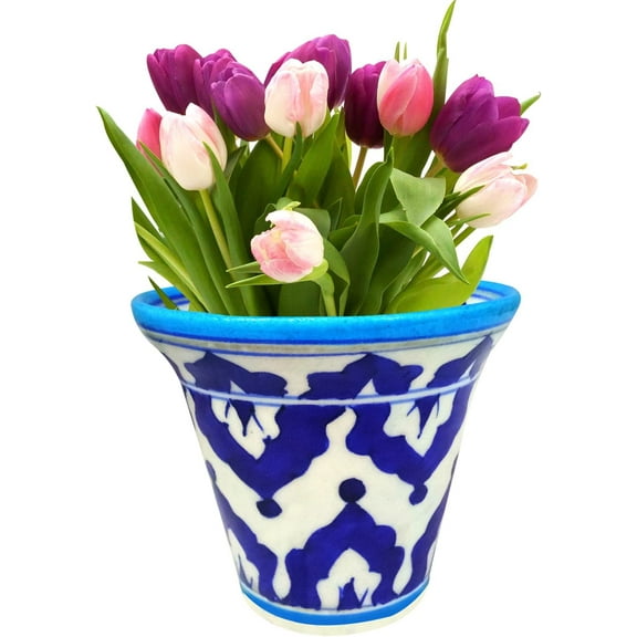 India Meets India Handicraft Ceramic Flower Planter, eco Friendly Pot Decorative Home, Offices, Garden, Best Gifting, Made by Awarded Indian Artisans