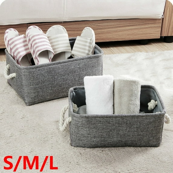 Willstar S Storage Bin Basket Box Linen Fabric Organizer Drawer Container Household for Toy Clothes Sundries Storage