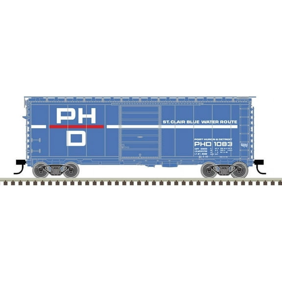 Atlas N Scale PS-1 40' Boxcar, 6' Door Port Huron & Detroit/Blue/White/Red #1083