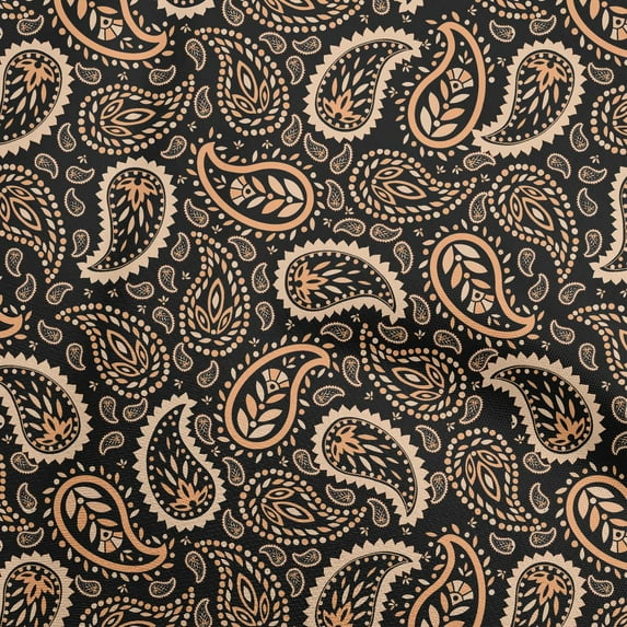 oneOone Rayon Brown Fabric Asian Paisley Sewing Craft Projects Fabric Prints By Yard 56 Inch Wide