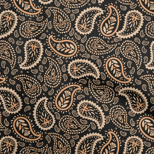 oneOone Velvet Brown Fabric Asian Paisley Craft Projects Decor Fabric Printed By The Yard 58 Inch Wide