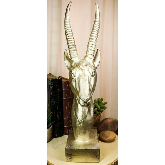 Ebros Golden African Gazelle Antelope Bust Head Sculpture with Trophy Base 16" T