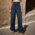 thumbnail image 2 of JJHGVB Palazzo Pants Wide Leg Pants Woman Women's Fashion Clothes For Every Occasion Cotton Linen Cardigan Summer Chic Womens Casual Pants Women'S Pants Blue 1 XL, 2 of 9