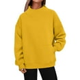 thumbnail image 3 of Fiaer Women Pullover Sweatshirts Oversized Long Sleeve Crew Neck Baggy Solid Color Casual Trendy Pocket Tops for Daily Yellow XL, 3 of 5