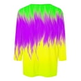 thumbnail image 4 of RKSTN Mardi Gras 3/4 Sleeve T Shirts for Women Top Oversized Crewneck Carnival Mask Print 3/4 Length Sleeve Shirt Womens Casual Round Neck Mask Tuesday Carnival Party Three Quarter Sleeve Tee Shirt, 4 of 5