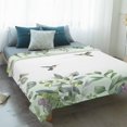 thumbnail image 4 of Leaf Bird Blanket Soft Cozy Warm Twin Blanket for Bed, Plush Fuzzy Flannel Fleece Blankets for Sofa, Sage Greeen Botanical Watercolor Animals Throw Blankets for Couch, Gifts for Men, 60"x80", 4 of 9