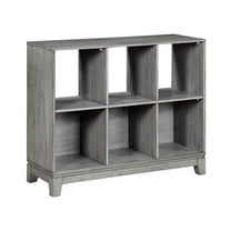 Thiem Cubby Bookcase- 6 Cube Style Shelves- Rustic Gray Veneer 40 Inch