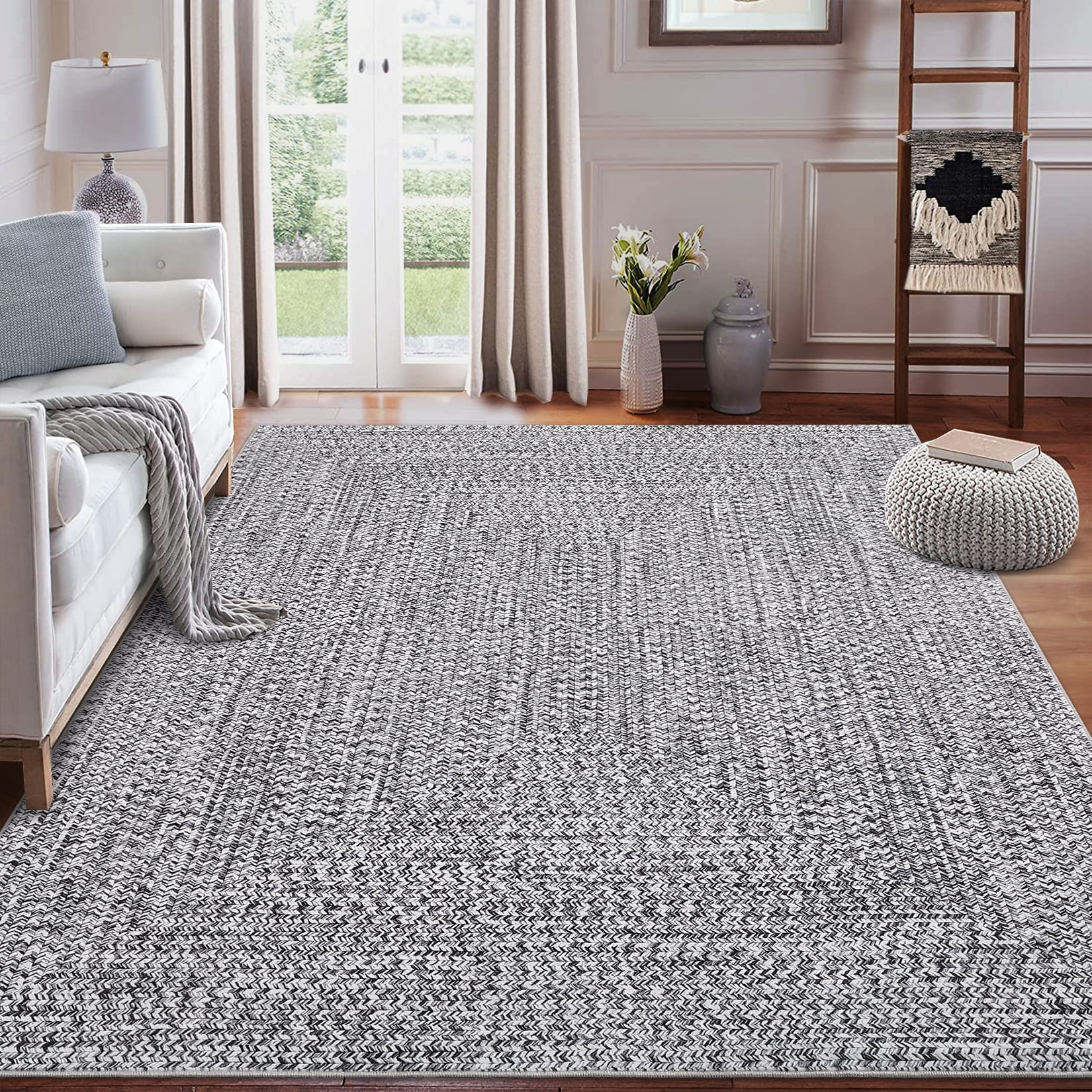 COZONY 2*8ft Washable Runner Rug w/ TPR Backing, Soft Low-Pile Carpet for Kitchen & Bathroom,Gray
