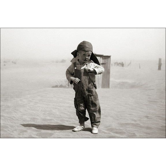 24"x36" Gallery Poster, farmers son, Oklahoma, during Dust Bowl great depression 1936