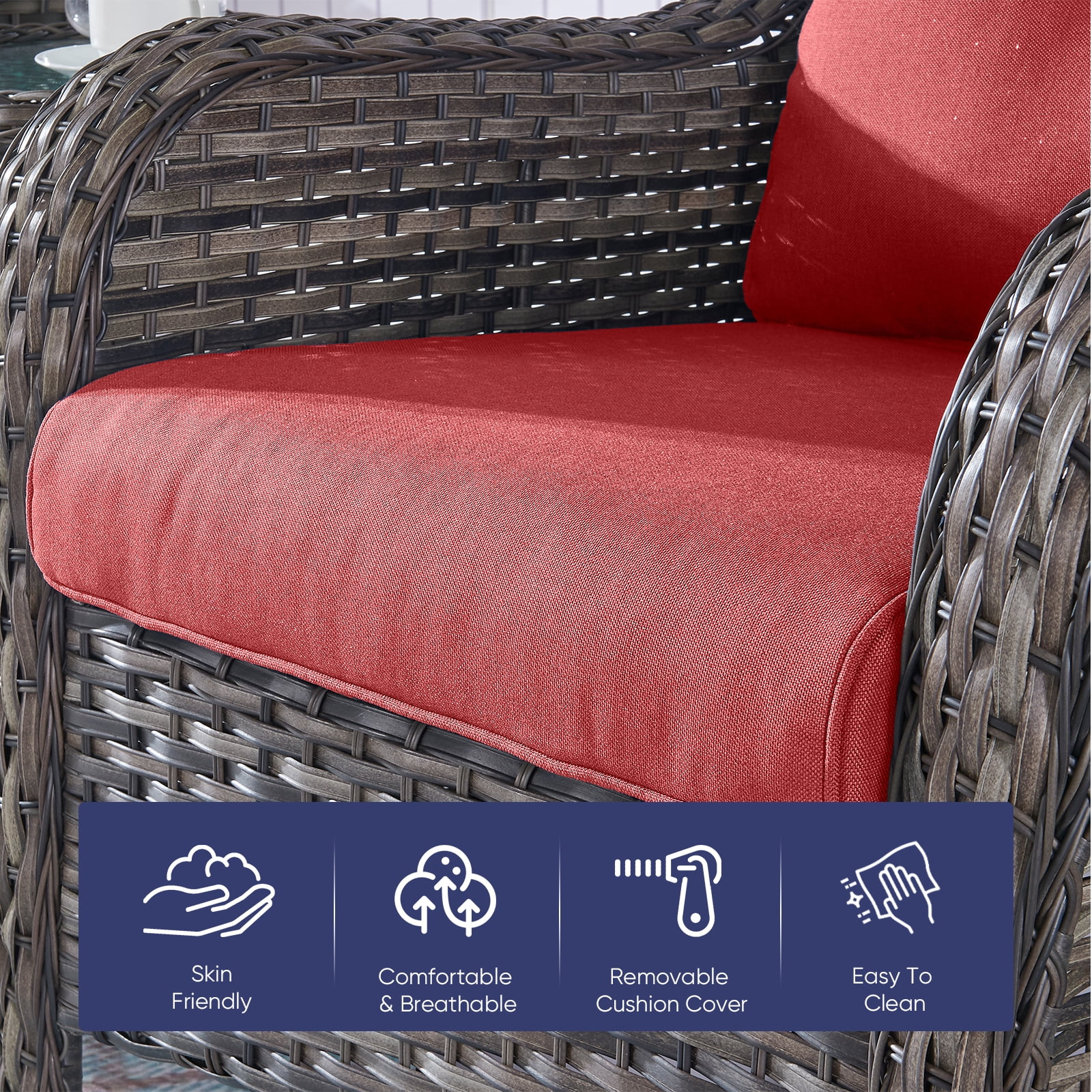 Giantfurnni Cushions for Outdoor Furniture Set 22 x 25,Patio Furniture Cushions Waterproof & Fade Resistant Deep Seat Cushion for Wicker Chair, Sofa, Couch