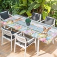 thumbnail image 2 of Easter Table Cloths for 8 Foot Rectangle Tables, Farmhouse Spring Rabbit Eggs Flowers Wooden Board Patio Waterproof Elastic Fitted Tablecloths, Washable Rectangular Table Cover for Camping, 2 of 8