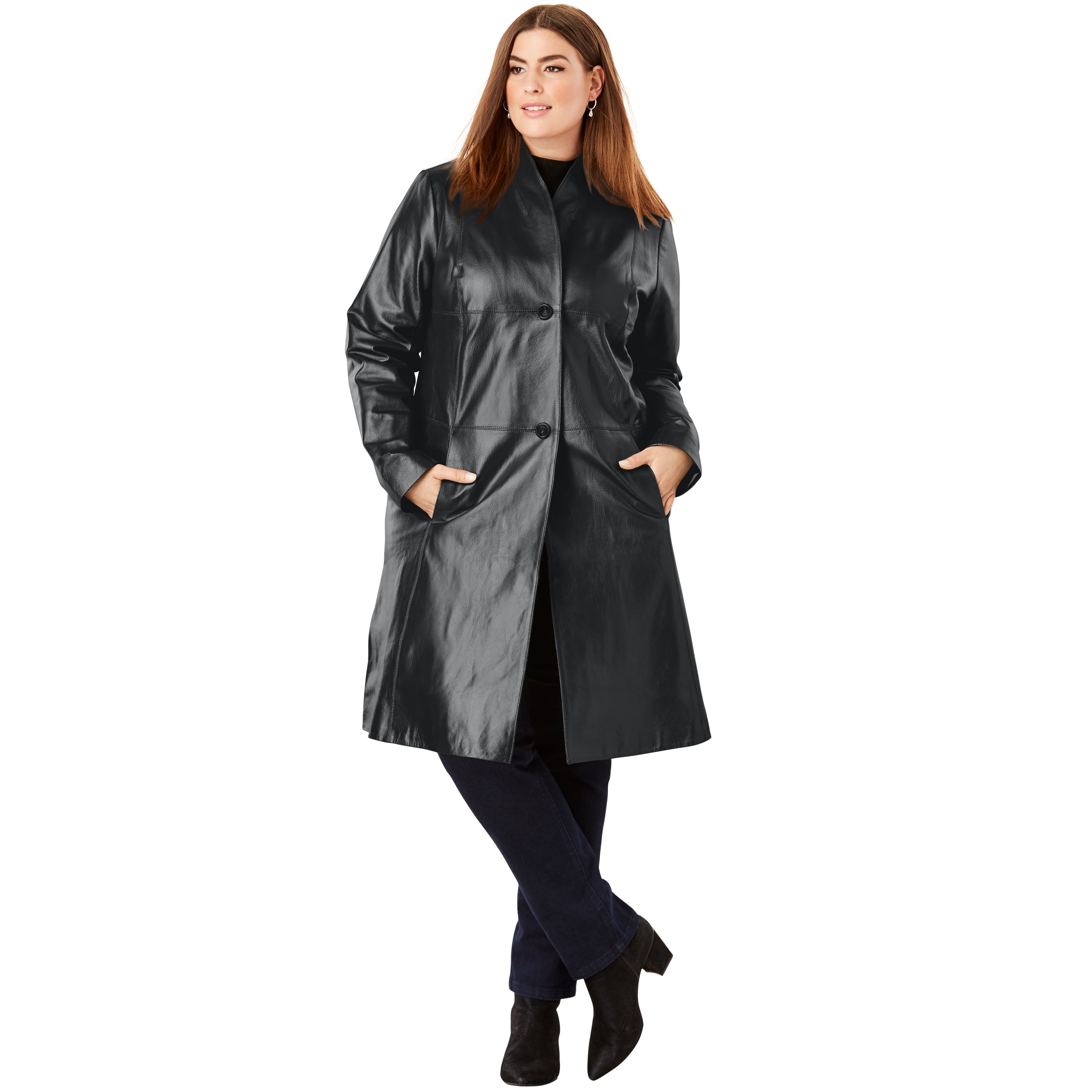 women's plus size leather coat