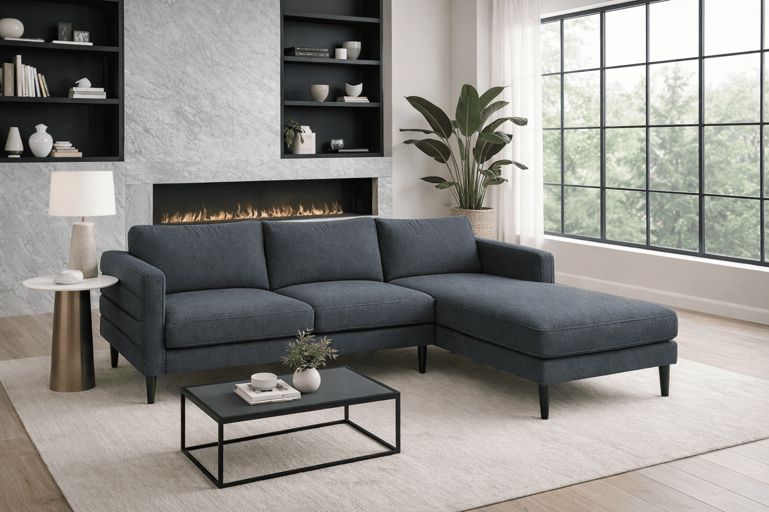 K-Living modern Fabric Sectional in Grey