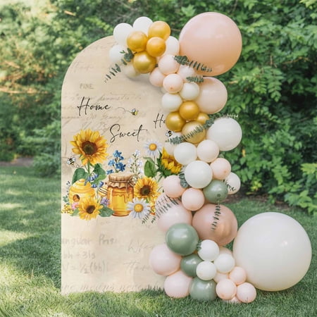 Sunflowers Honey Arch Backdrop Cover 6.6 FT Daisy Blue Flowers Bee Home Country Farm Wedding Arch Cover Stretchy Backdrop Stands Covers for Birthday Party Ceremony Banquet Decor