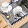 thumbnail image 6 of Foldable Stainless Steel Sink Drying Rack | Roll-Up Kitchen Drainer Mat for Countertops | Space-Saving Dish Drying Rack for Dishes & Cookware | Multi-Purpose Kitchen Organizer, 6 of 7