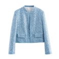 thumbnail image 4 of DAFPZW Sequined Jacket for Women Long Sleeve Crew Neck Pockets Coats Dressy Casual Warm Outerwear, 4 of 9