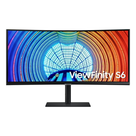 SAMSUNG 34” ViewFinity S6 Series 4K UHD High Resolution Monitor, IPS Panel, 100Hz, HDR 10, Height Adjustable Stand, LS34A650UBNXGO, Black