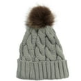 thumbnail image 3 of Dyfzdhu Women Casual Solid Stitching Outdoor Plush Ball Hats Crochet Knit Beanie Cap Gray, 3 of 4