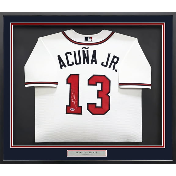 Atlanta Braves Ronald Acuna Jr. Autographed Framed White Nike Jersey Beckett BAS 241399