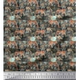 thumbnail image 1 of Soimoi Polyester Crepe Fabric Texture,Leaves & Tiger Animal Printed Craft Fabric by The Yard 42 Inch Wide, 1 of 1