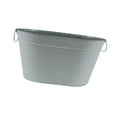 thumbnail image 2 of Cubo de hielo con manijas de transporte de metal bebida cubo de bañera de cerveza rústica bañera de hielo para enfriar, champán, enfriamiento de vino, gris, 2 of 9