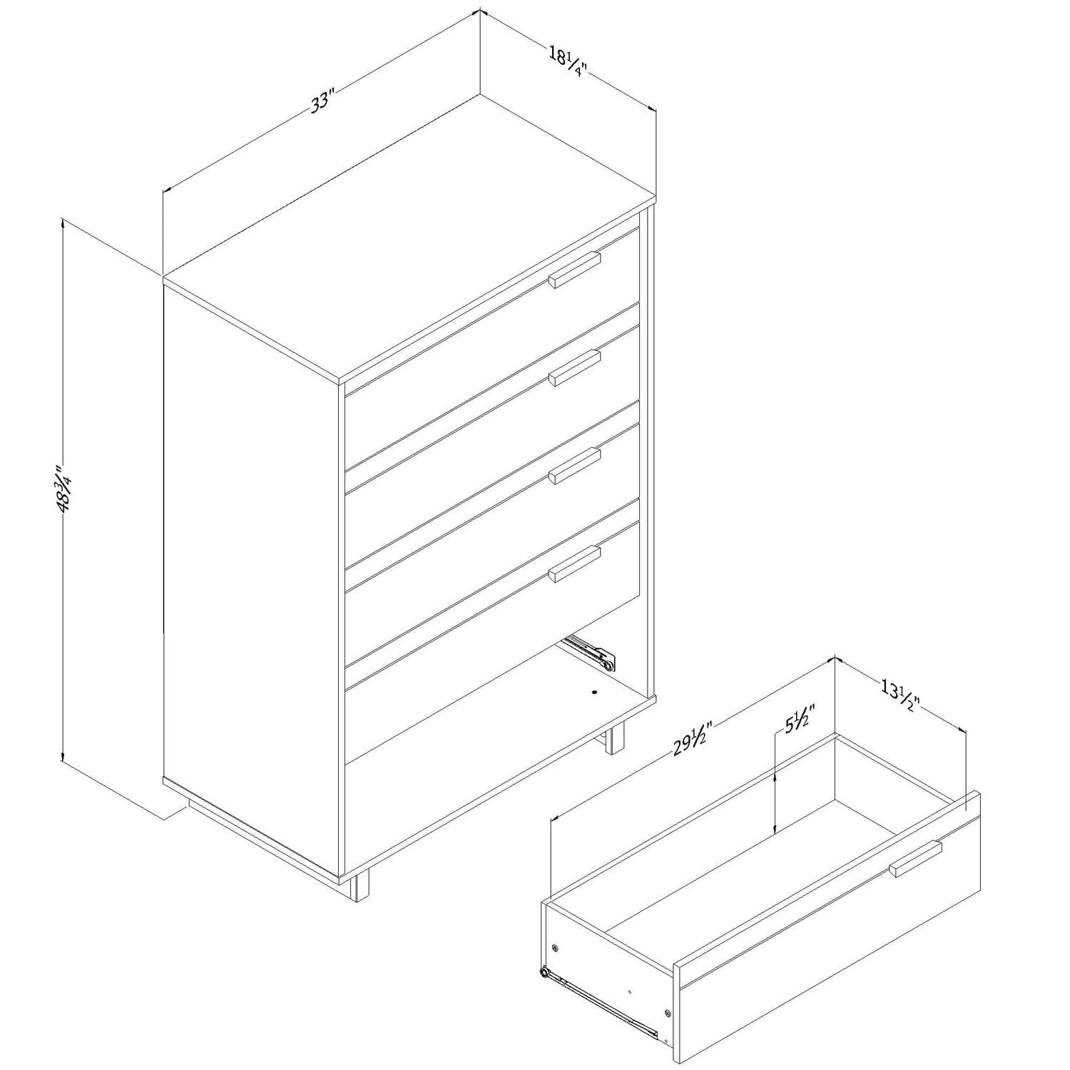 Noah Commode 5 tiroirs Chêne blanchi
