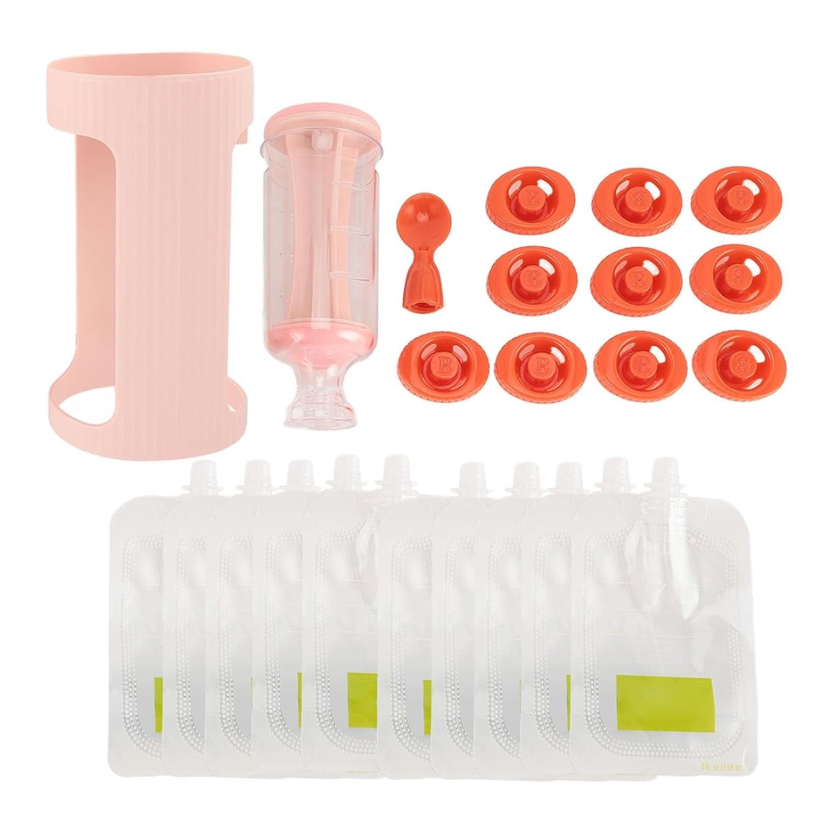 ZMKIAG Homemade Baby Food Pouch, Baby Food Storage Kids Squeezable Pouch, Reusable Baby Food Refillable Kit, 10pcs 118ml Baby Food Filling Maker for Baby Food Puree Storage and Snack Food Pouches