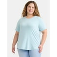 thumbnail image 2 of Terra & Sky Women’s Plus Crew Tee with Short-Sleeves, 2-Pack, Sizes 0X-5X, 2 of 5
