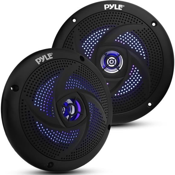 Bocinas Marinas Dobles de 5.25 Pulgadas Pyle, Sistema de Sonido Estéreo para Exteriores Resistente al Agua con Luces LED, Potencia 180 Watts, 1 Par Negro