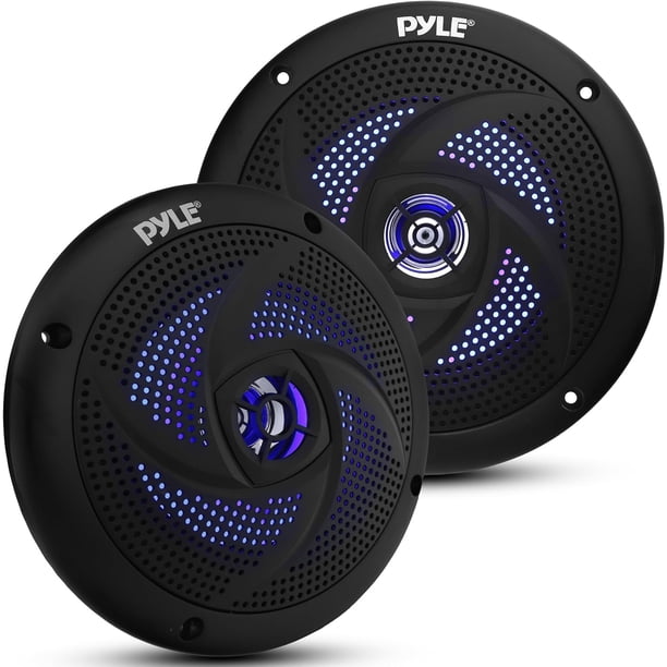 Bocinas Marinas Dobles de 5.25 Pulgadas Pyle, Sistema de Sonido Estéreo para Exteriores Resistente al Agua con Luces LED, Potencia 180 Watts, 1 Par Negro