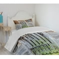 thumbnail image 4 of Ambesonne Prehistoric Country Quilted Bedspread Set 2 Pcs, Old Farmhouse, Twin Size, Brown Green Grey, 4 of 6