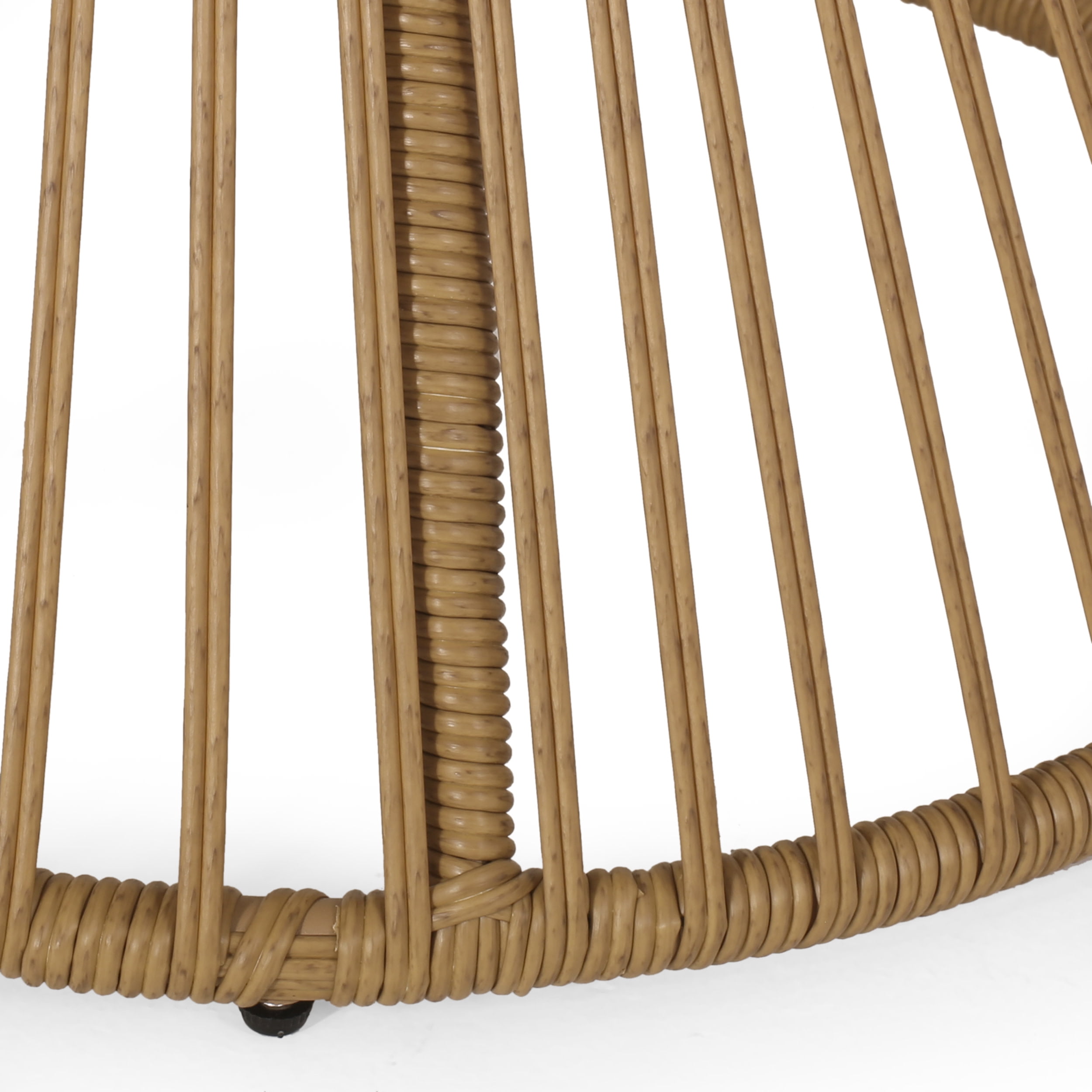 Jabe Wicker Outdoor High Back Lounge Chairs, Set of 2, Light Brown and Beige