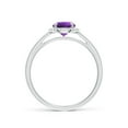 thumbnail image 2 of ANGARA Natural Round Amethyst Cathedral Ring with Diamond Halo in 14K White Gold for Women (Size-6mm) | February Birthstone, Birthday, Anniversary, Jewelry Gift for Women | Natural Amethyst Ring, 2 of 8