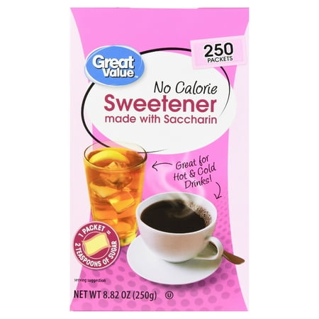 (3 Pack) Great Value Sweetener with Saccharin Packets, No Calorie, 8.82 oz, 250