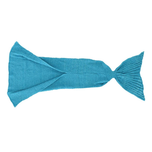 Manta de cola de sirena estaciones de ganchillo cálido suave de dormir hecho mejor de Navidad de cumpleaños para niños Azul Macarena Mermaid Tail Blanket de punto