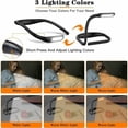 thumbnail image 3 of Lámpara de lectura para el cuello, luz de lectura LED, lámpara de lectura para leer en la cama, brillo ajustable, 3 colores, brazo flexible, recargable, para leer en la cama, tejer, reparar [Clase E, 3 of 5