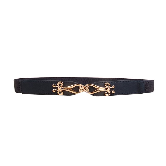 enjoywould Women Waist Belt Elastic Adjustable Regular Fit Contrast Color Fitted Match Clothes Faux Leather Comfortable Women Waistband Waist Accessory