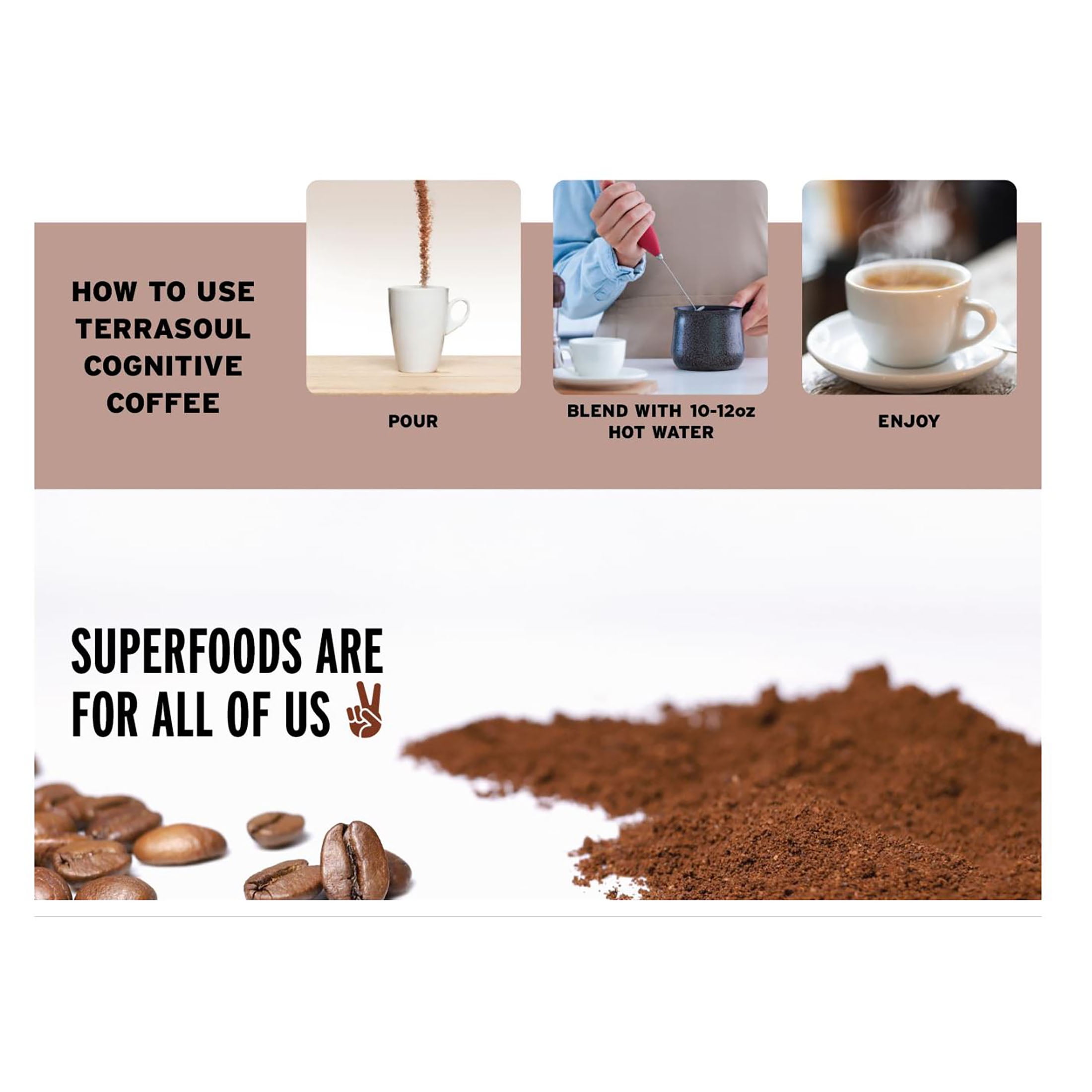 Terrasoul Superfoods Organic Cognitive Mushroom Coffee, 30 Servings, 14.29 Oz, Energize Your Morning and Boost Focus with Powerful Mushrooms