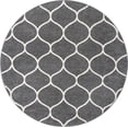 thumbnail image 3 of Unique Loom Trellis Frieze Collection Area Rug - Rounded (3' Round Dark Gray/Ivory), 3 of 7