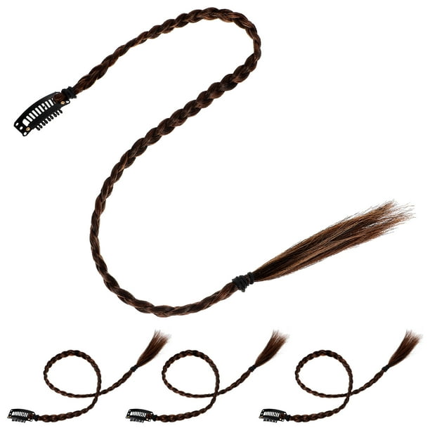 FELTECHELECTR 4 extensiones de cola de caballo trenzada, cola de caballo larga, extensión de cabello de aspecto natural.