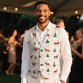 thumbnail image 4 of Yuyamidu Reindeer Men's V-Neck Business Vests with 3 Pockets Xmas Tree Formal Dress Vest for Suit Tuxedo Christmas Casual 4 Button Waistcoat Size 4XL, 4 of 7