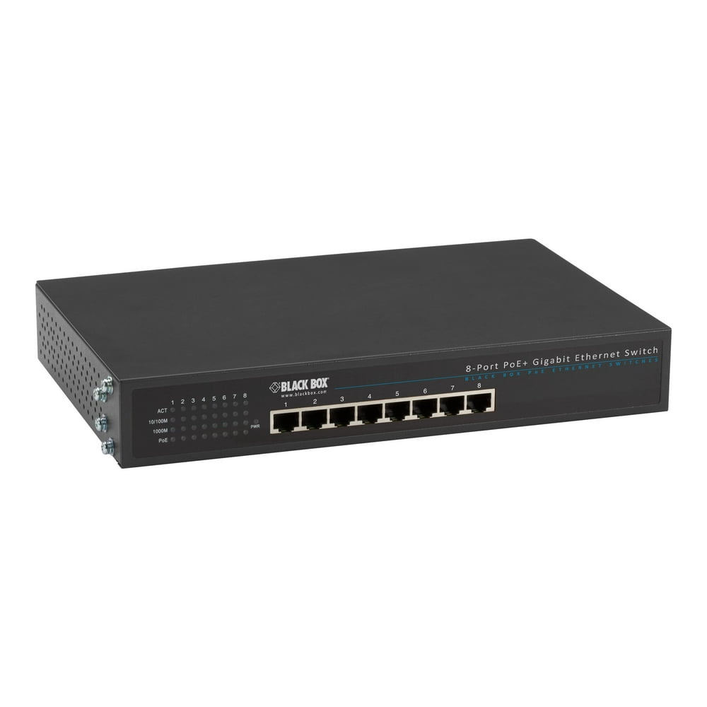 Black Box Switch 8 x 10/100/1000 (PoE) desktop, rackmountable PoE TAA Compliant