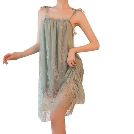 breaise Women Maternity Nightgown Trendy Pregnancy Sleepwear Lace Chemise V-neck Babydoll Lounge Dress