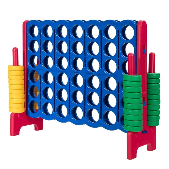 Gymax Jumbo 4-to-Score Game Set Giant 4 in A Row Kids Adults w/ 42 Jumbo Rings